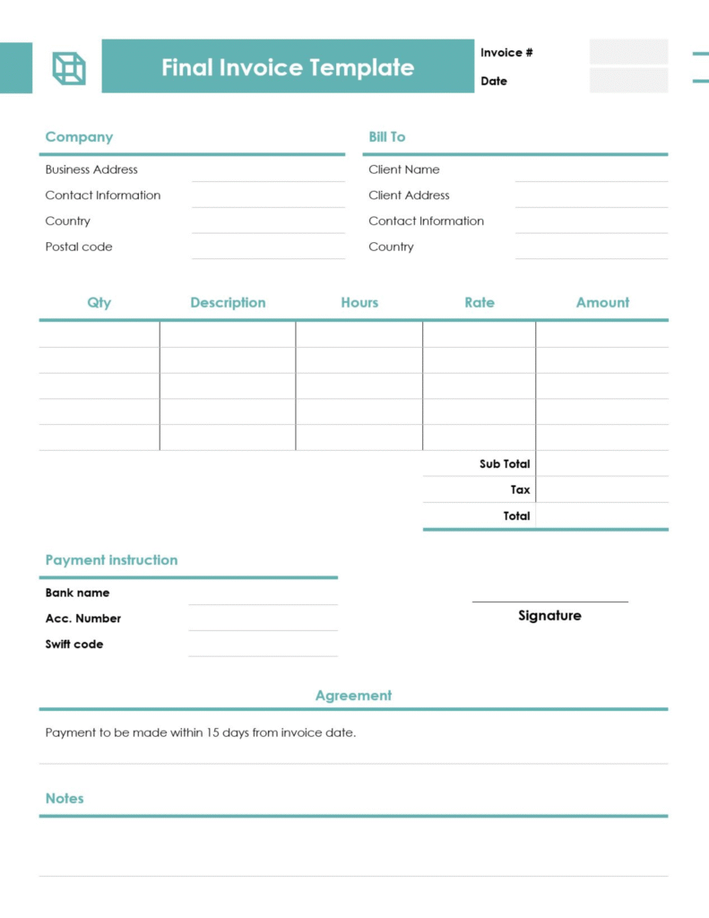 Final invoice template word free download