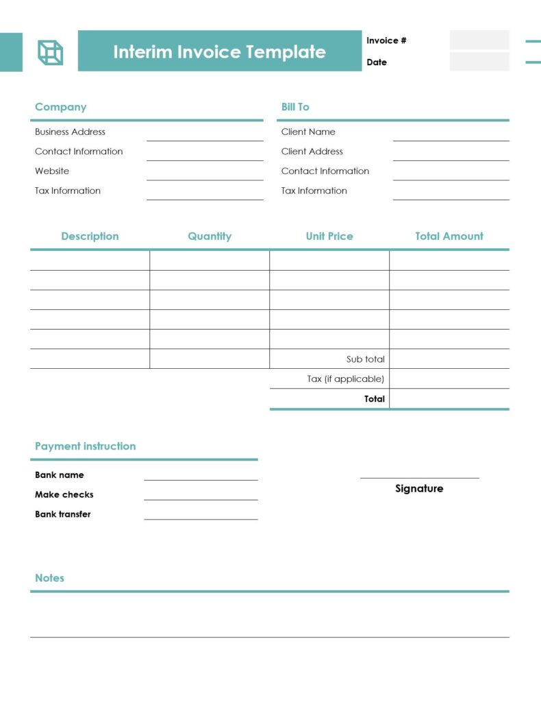 Interim invoice template word